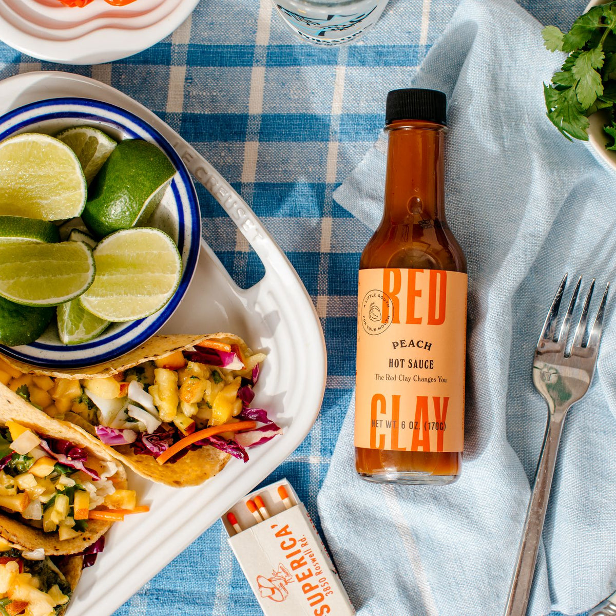 Sorghum + Peach Hot Sauce lifestyle shot